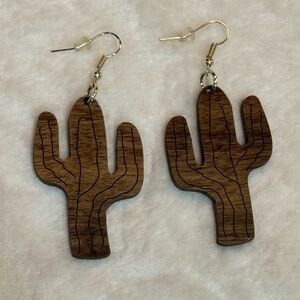 Wooden Cactus Earrings